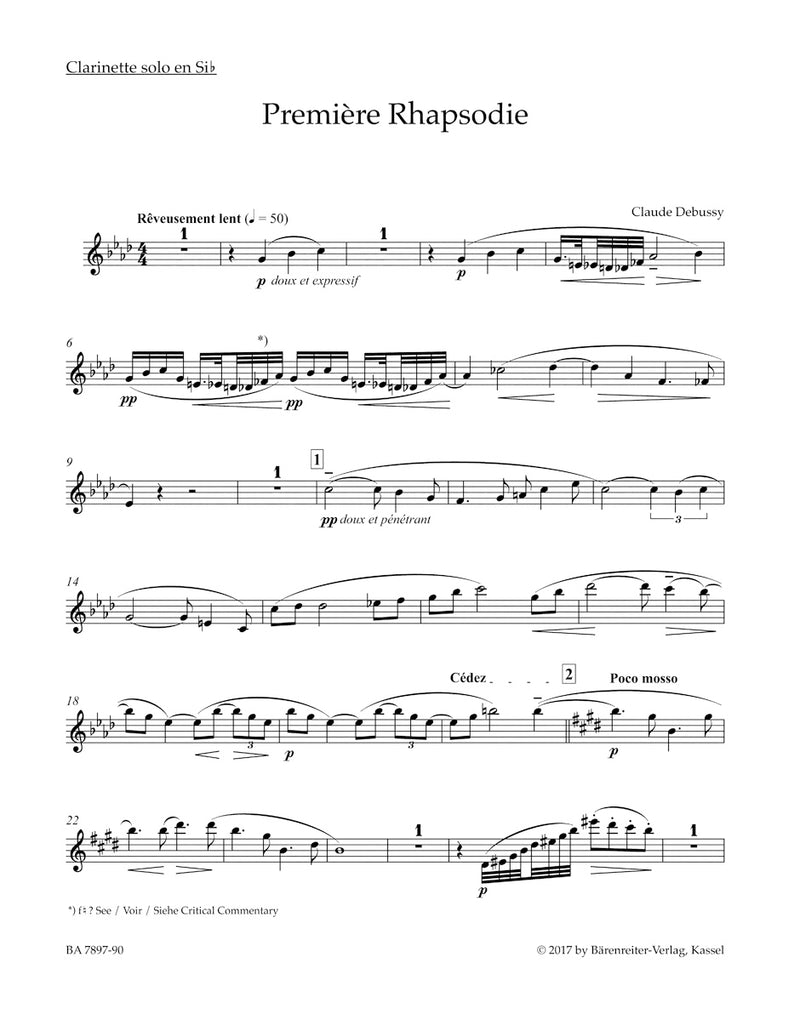 Première Rhapsodie for Orchestra with Solo Clarinet in B-flat [double bass part]