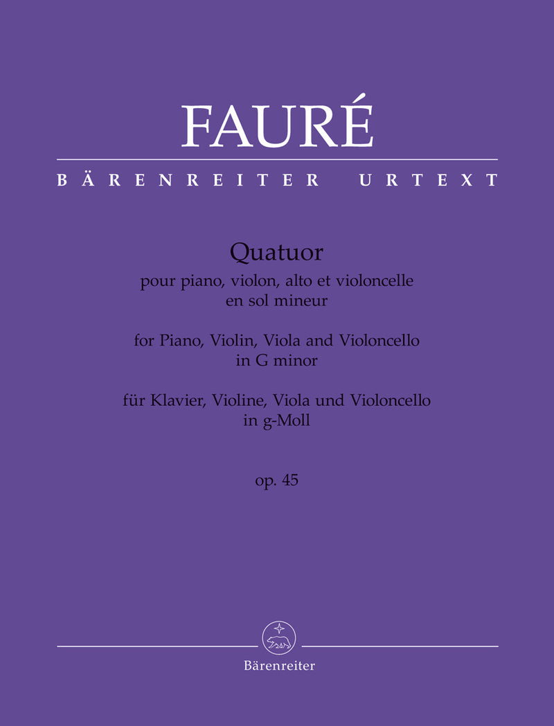 Quartet for Piano, Violin, Viola and Violoncello G minor op. 45 [score & parts]