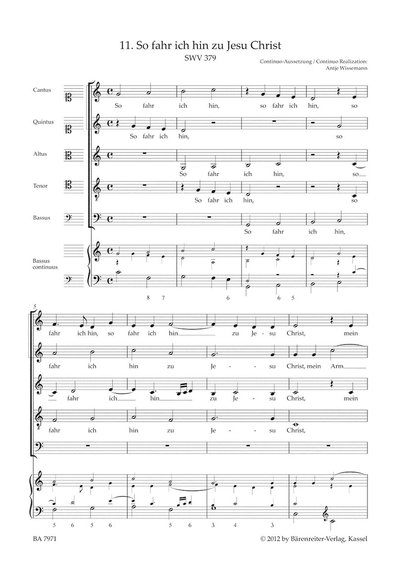 So fahr ich hin zu Jesu Christ SWV 379（Breig校訂） [合唱楽譜]
