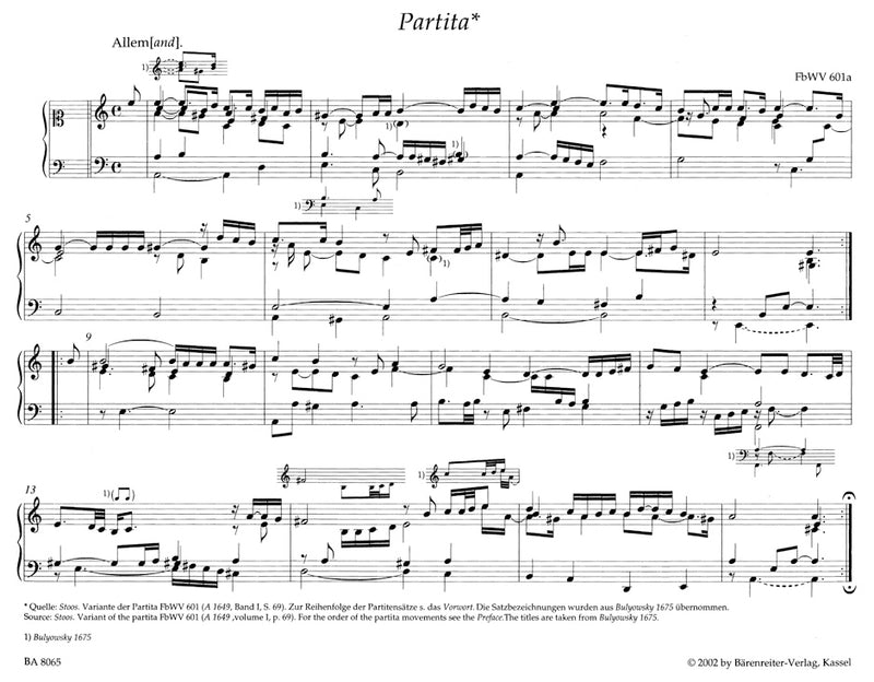 Keyboard and organ works from copied sources: Partitas and partita movements, Part 1a