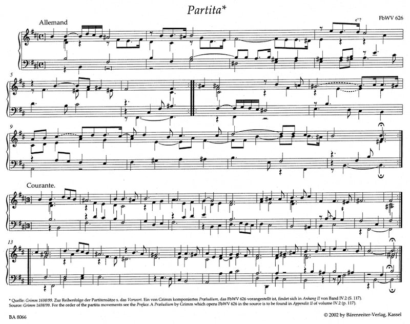 Keyboard and organ works from copied sources: Partitas and partita movements, Part 2