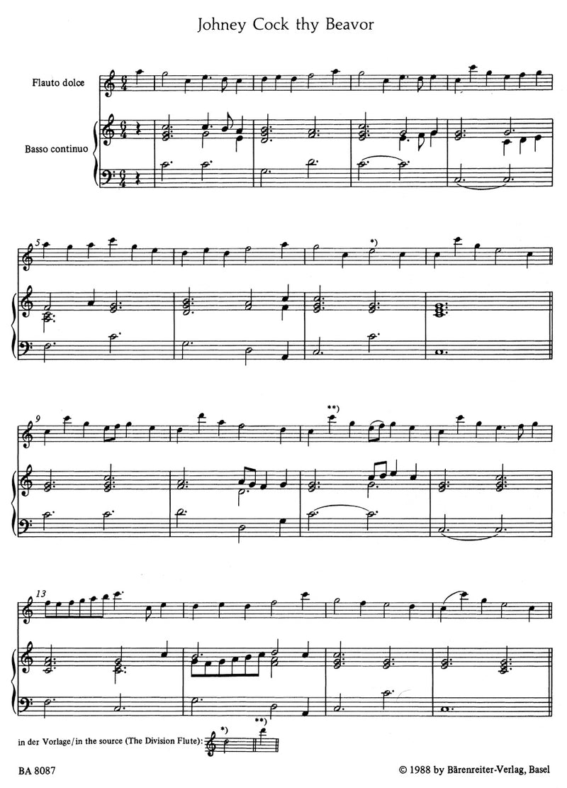 The Division Flute -Johney Cock thy Beavor [score & parts]