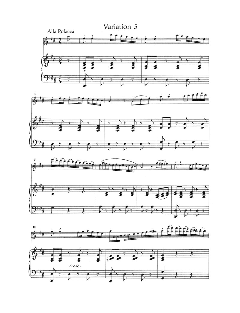 Variationen über "Nel cor piu non mi sento" für Flöte und Klavier (aus "La Molinara" von Giovanni Paisiello)