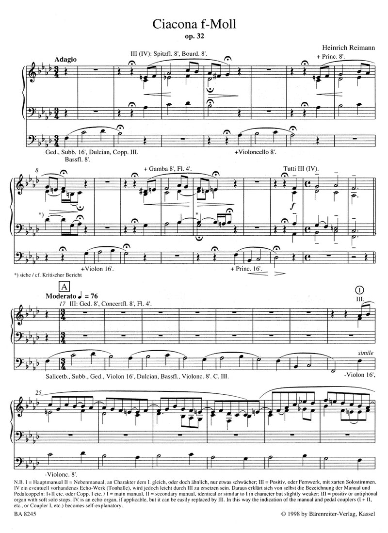 Ciacona f-Moll op. 32