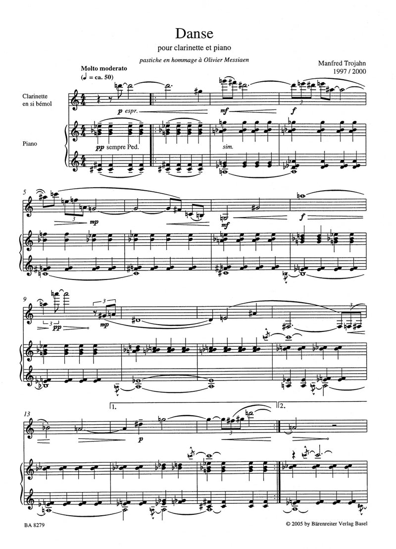 Danse pour clarinette et Piano (1997/2000)