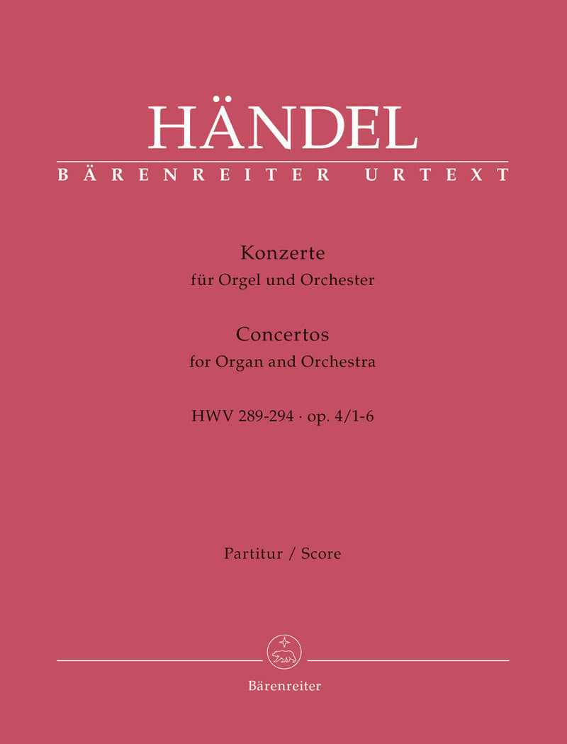 Organ Concertos Nr. 1-6 op. 4 HWV 289-294 (Set containing BA 8341-8346) [score]