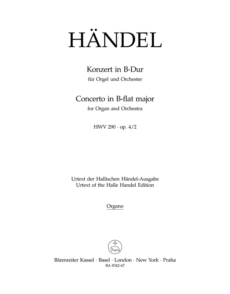 Concerto for organ and orchestra B-flat Major op. 4/2 HWV 290 [Organ solo part]