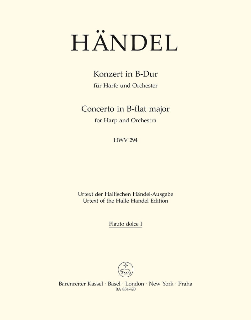 Concerto for Harp and Orchestra B-flat major op. 4/6 HWV 294 [recorder1 part]