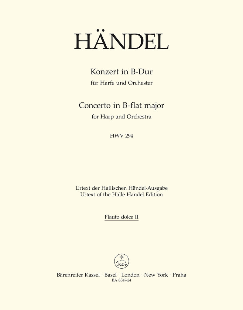 Concerto for Harp and Orchestra B-flat major op. 4/6 HWV 294 [recorder2 part]