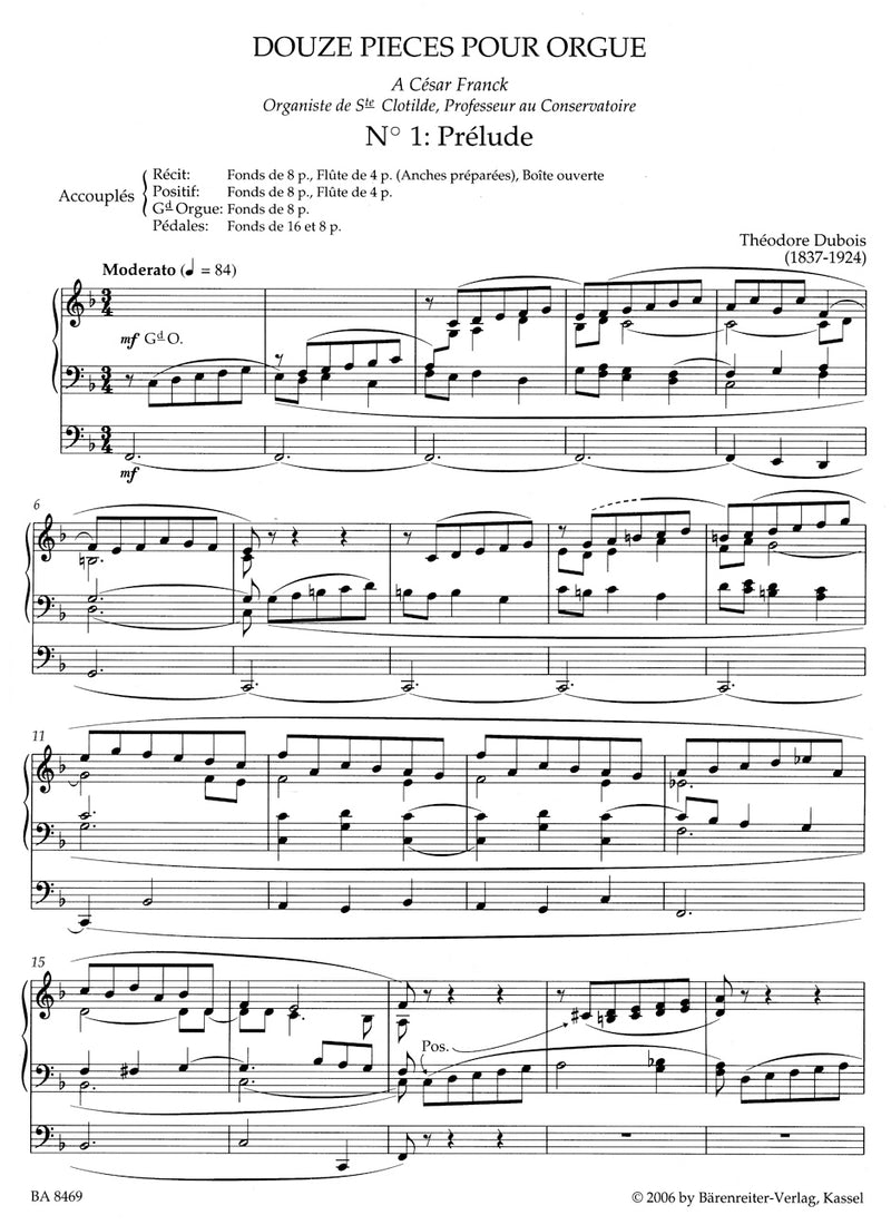 Complete Organ Works, Vol. 2: Organist at the Church "La Madeleine": Douze Pièces pour orgue ou piano-pédalier (1886)