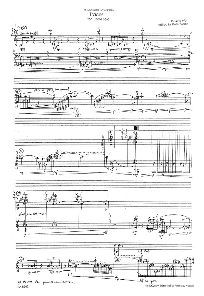 Traces III für Oboe Solo