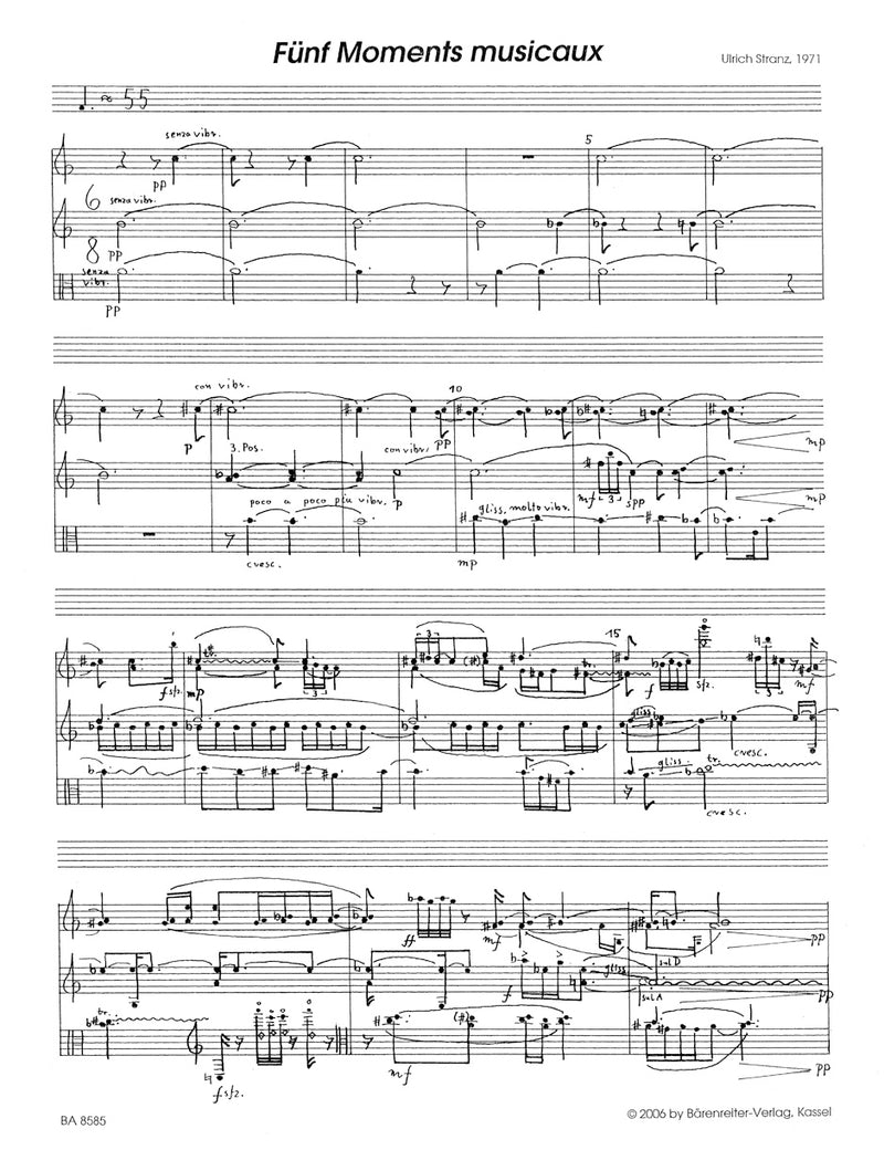 Fünf Moments musicaux für two Violinen und Viola (1969)