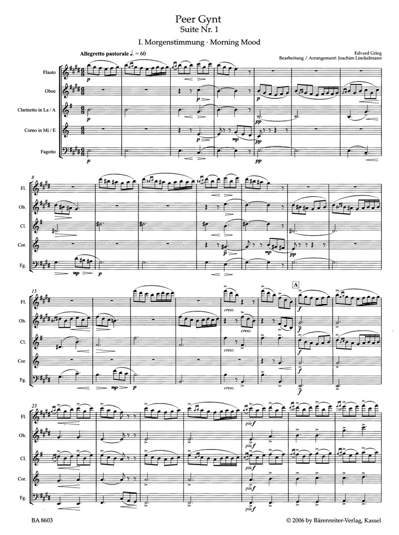 Peer Gynt Suite Suite No. 1 for Woodwind Quintet op. 46