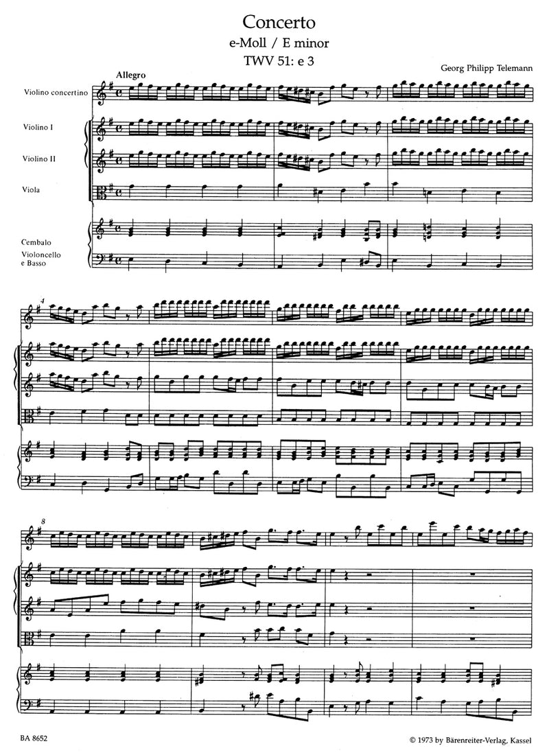 Concerto for Violin and Orchestra E minor TWV 51:e3