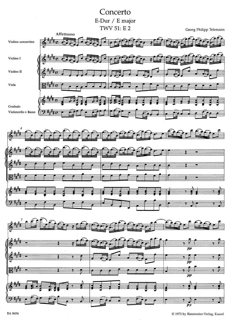 Concerto for Violin and Orchestra E major TWV 51:E2