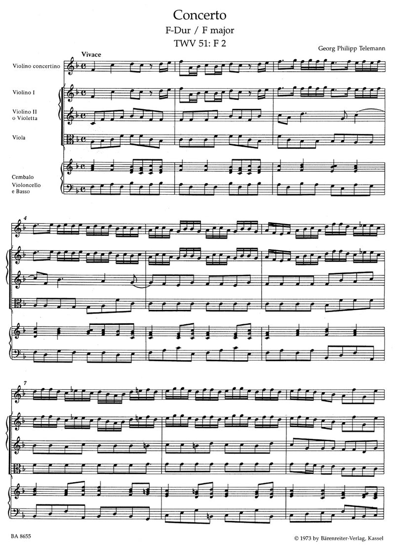 Concerto for Violin and Orchestra F major TWV 51:F2