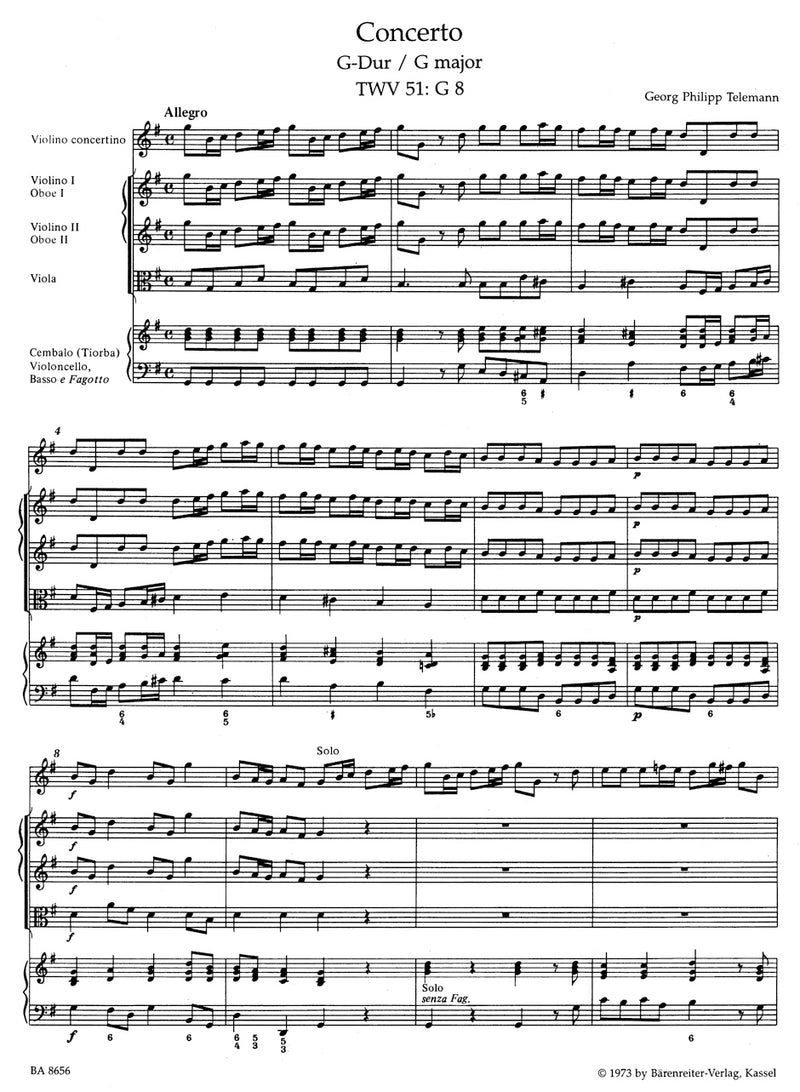 Concerto for Violin and Orchestra G major TWV 51:G8
