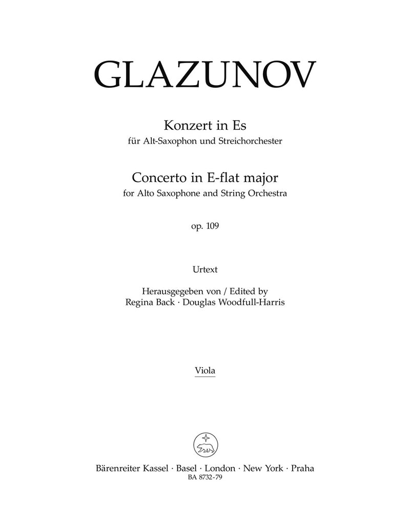 Concerto for Contralto Saxophone and String Orchestra E-flat major op. 109 [viola part]