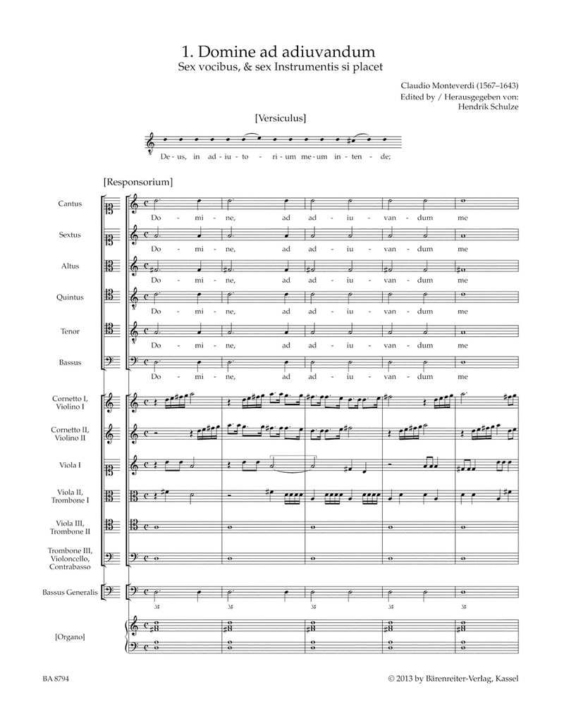 Vespro della Beata Vergine "Marienvesper" [score]