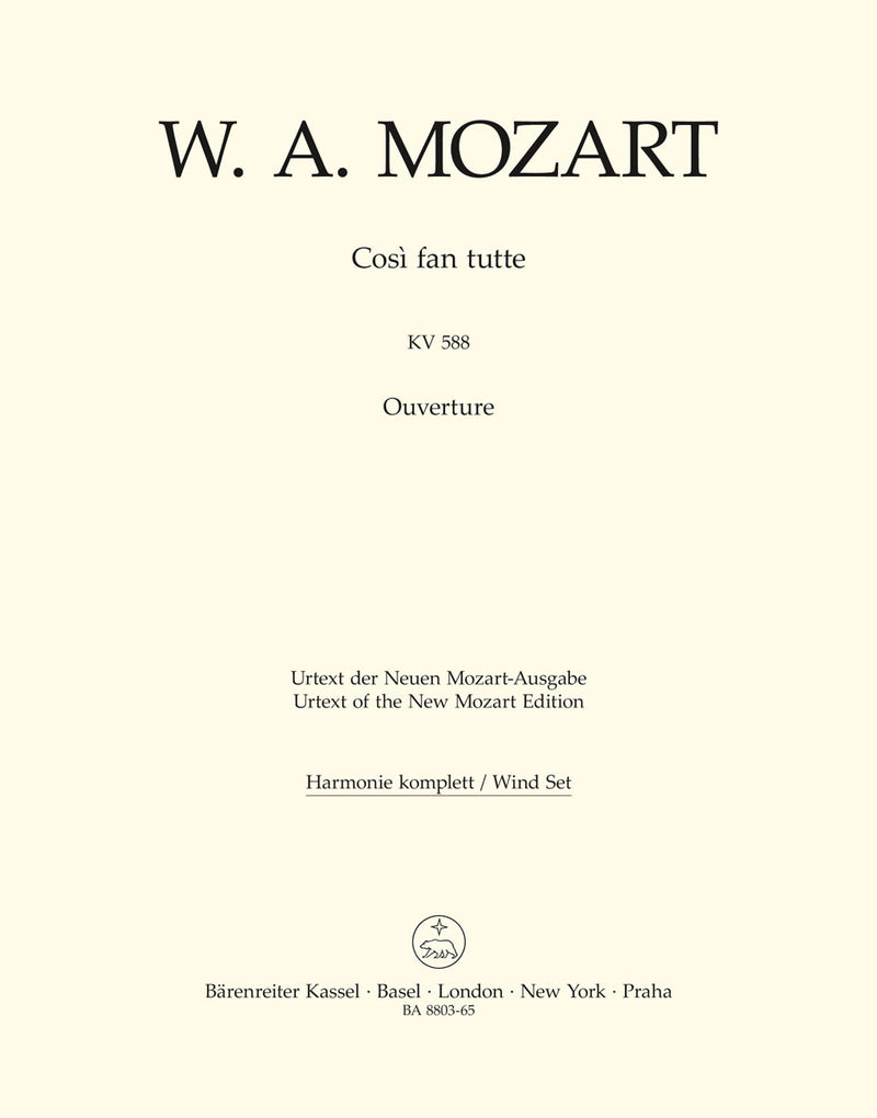 Così fan tutte ossia La scuola degli amanti K. 588 (Overture) [set of wind parts]