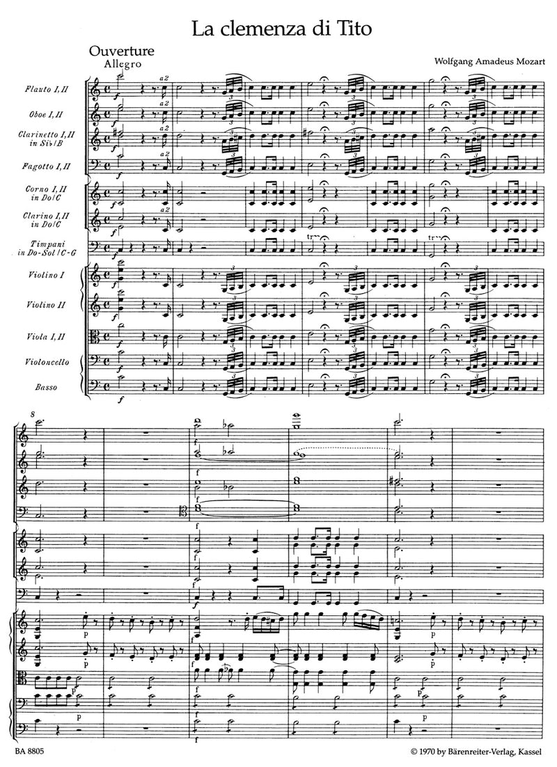 La clemenza di Tito, K. 621 (Overture) [score]