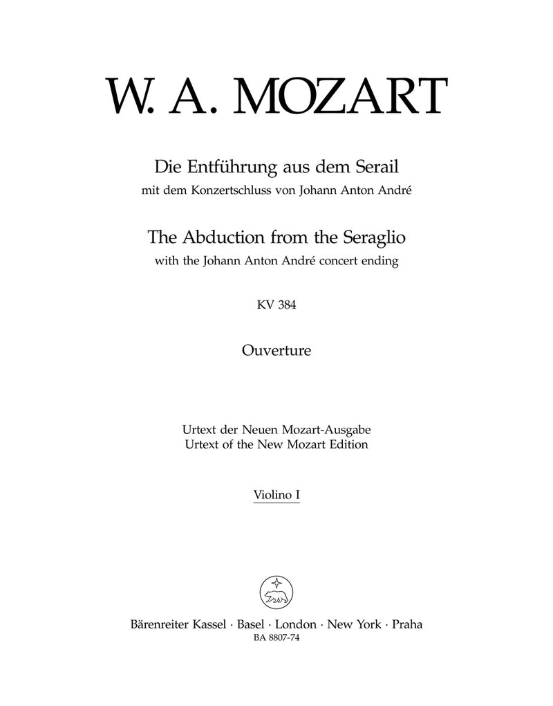 Die Entführung aus dem Serail K. 384 (Overture with the Johann Anton André concert ending) [violin 1 part]