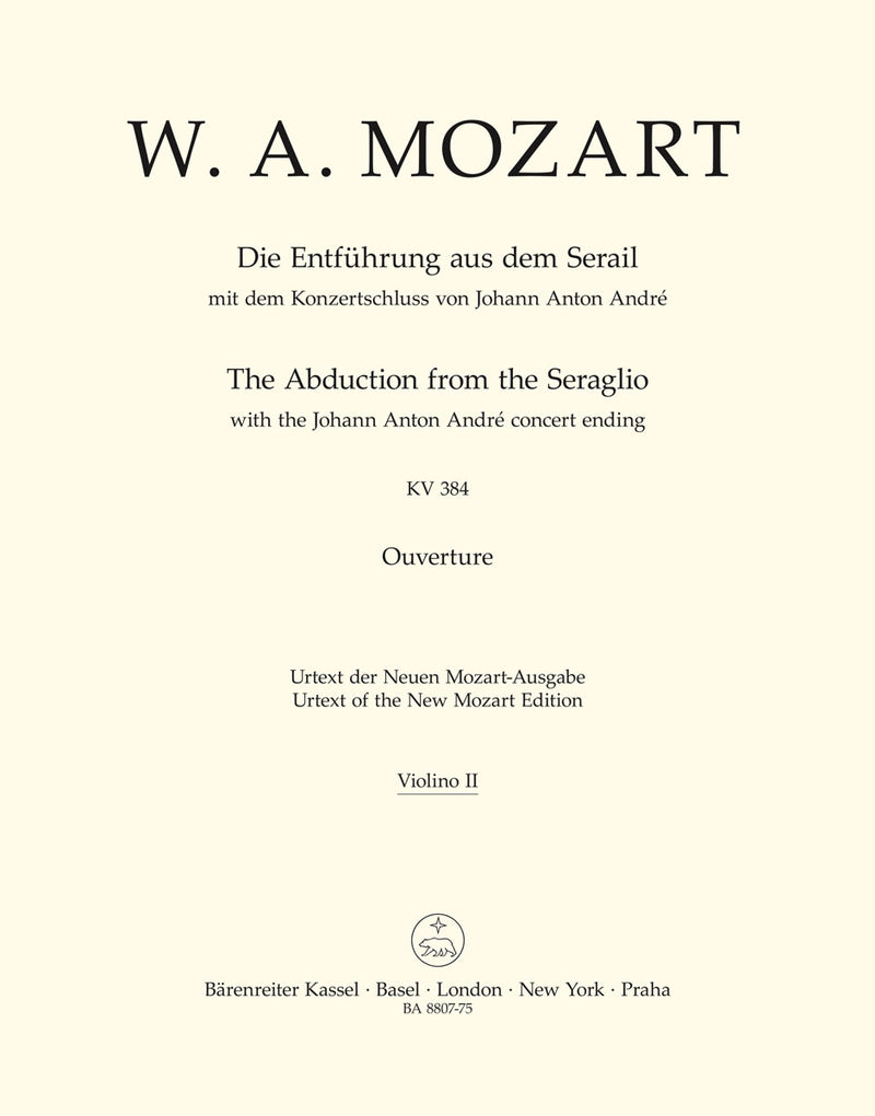 Die Entführung aus dem Serail K. 384 (Overture with the Johann Anton André concert ending) [violin 2 part]