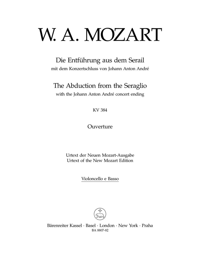Die Entführung aus dem Serail K. 384 (Overture with the Johann Anton André concert ending) [cello/double bass part]