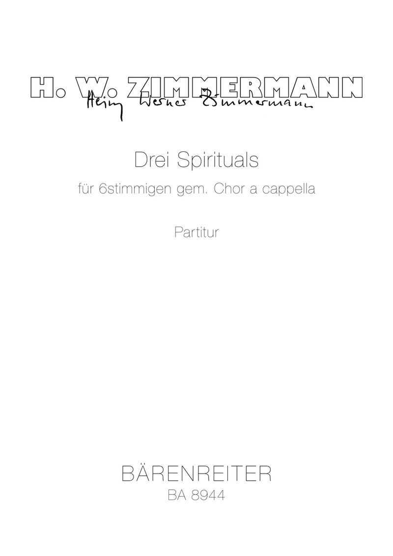 Drei Spirituals für 6stimmigen gem. Chor a cappella