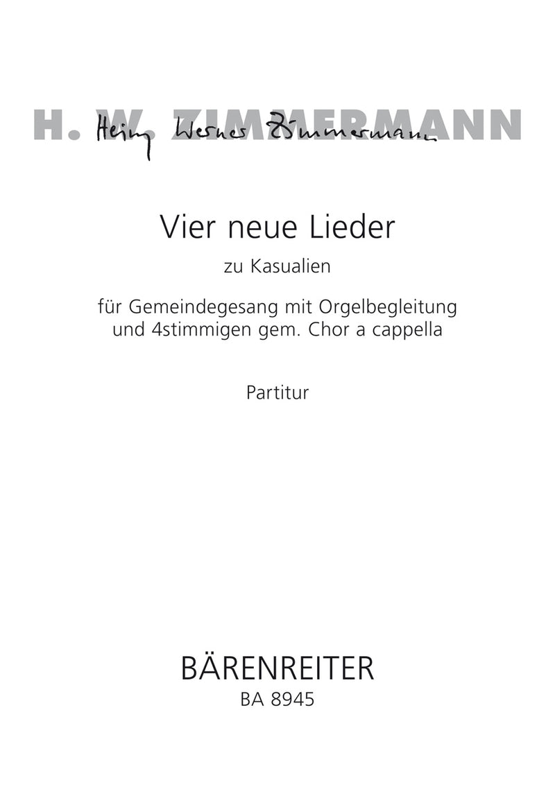 Vier neue Lieder zu Kasualien