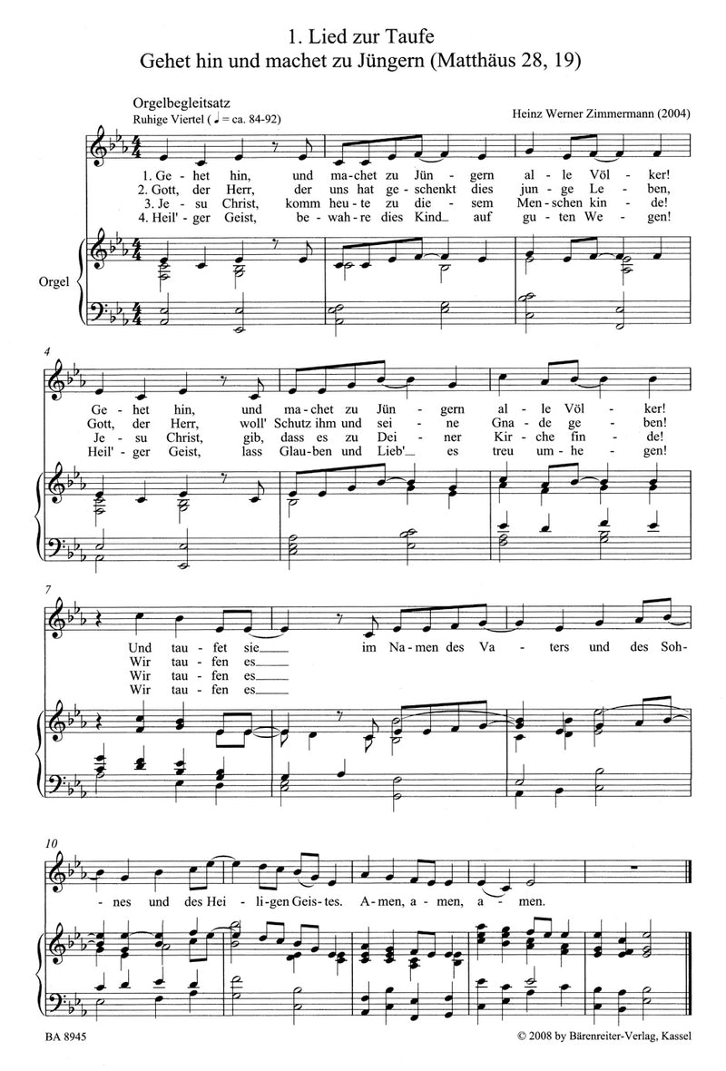 Vier neue Lieder zu Kasualien