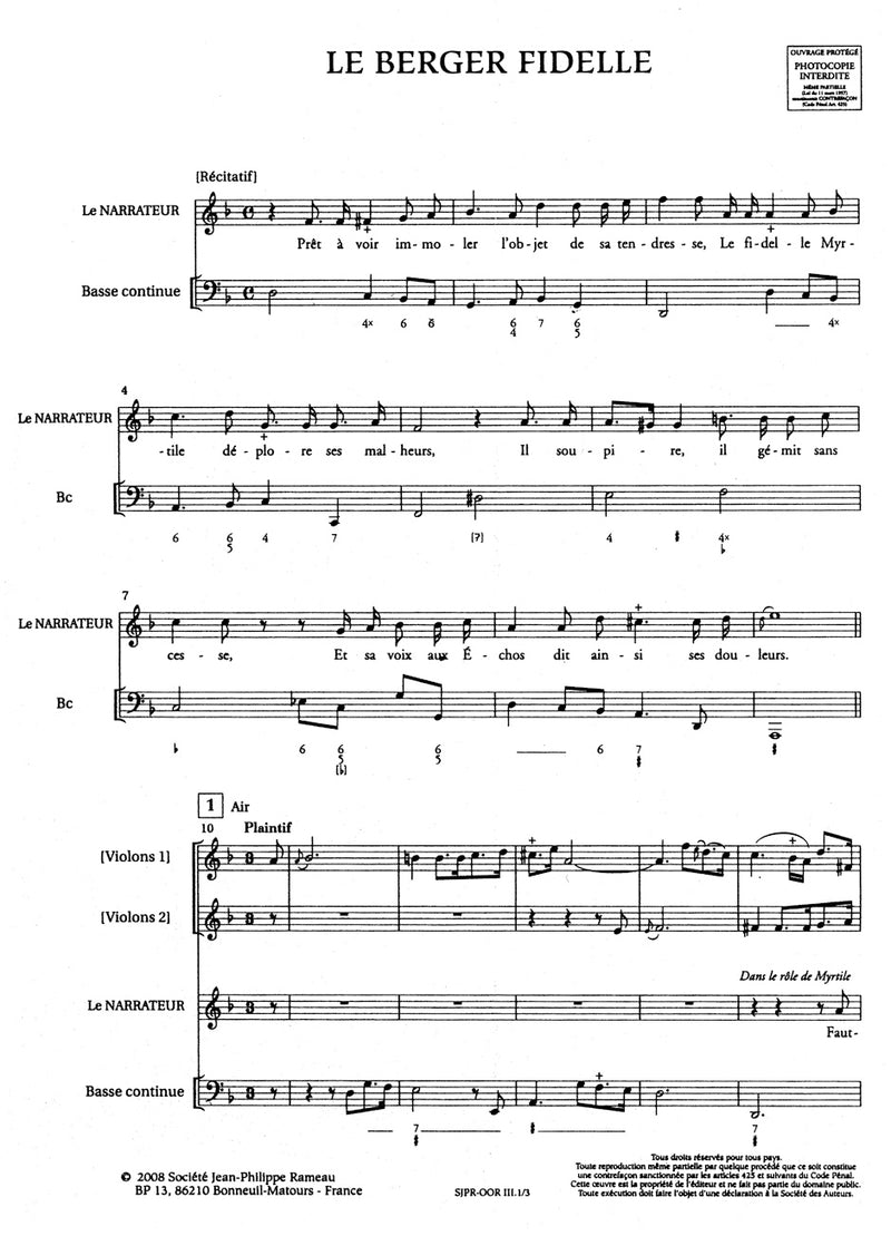 Cantates pour voix de dessus -Canons- [score & parts]