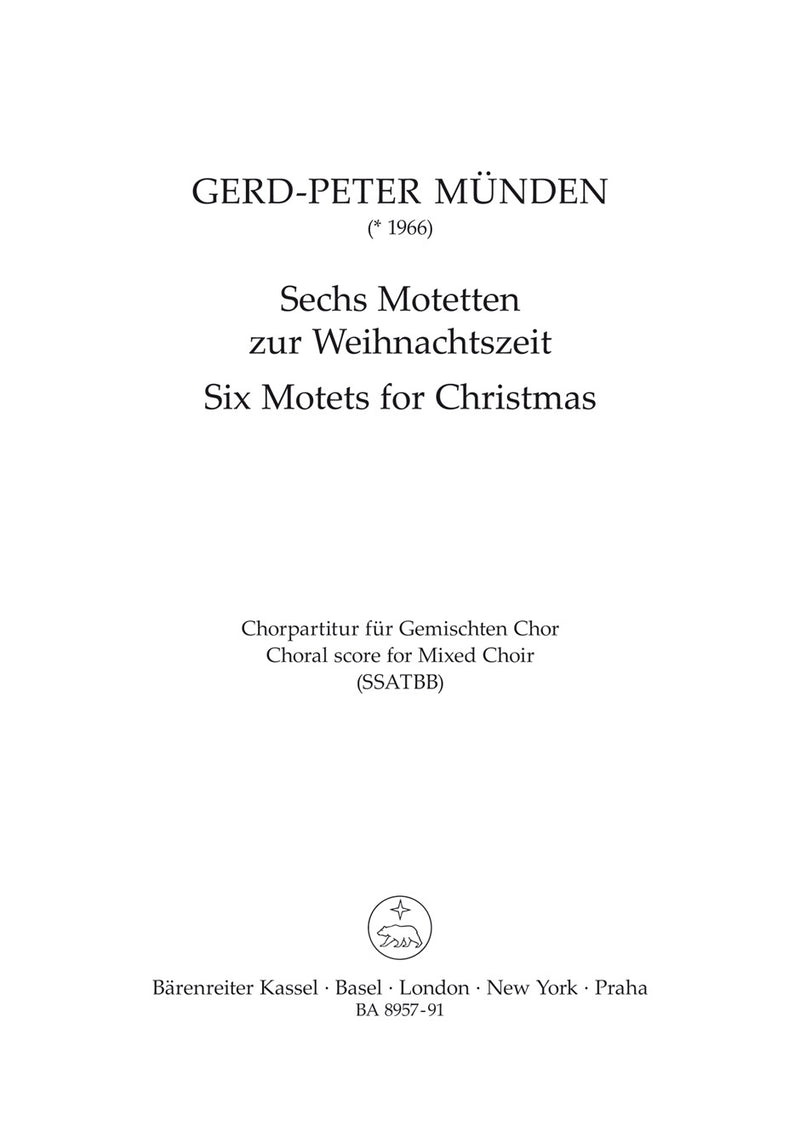 Six Motets for Christmas [Mixed choir 合唱楽譜]
