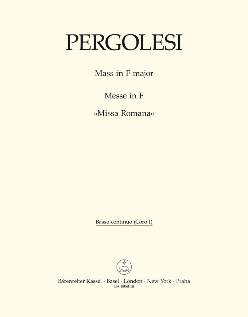 Mass F major "Missa Romana" [basso continuo(Coro I) part]