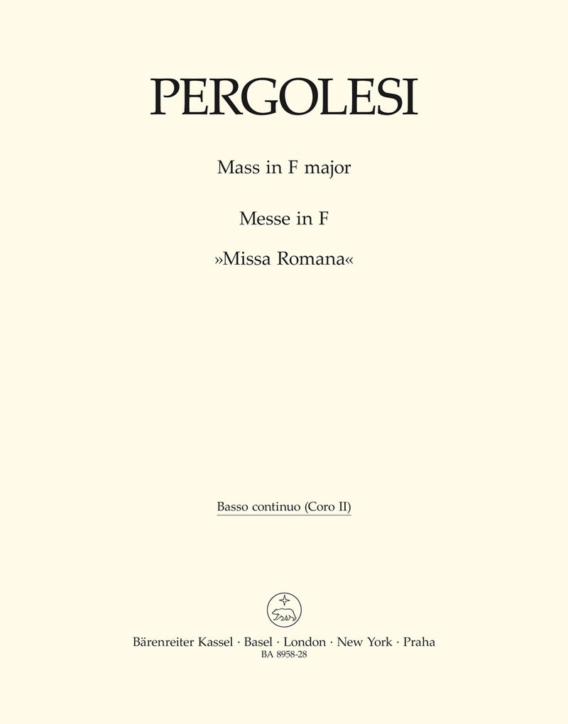 Mass F major "Missa Romana" [basso continuo(Coro II) part]