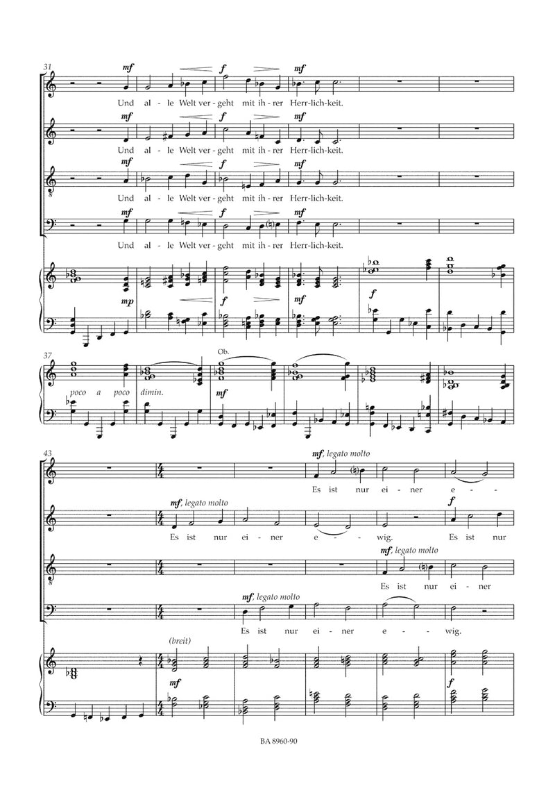 Abendsegen for four-Part Mixed Choir, Oboe and String Orchestra （ヴォーカル・スコア）