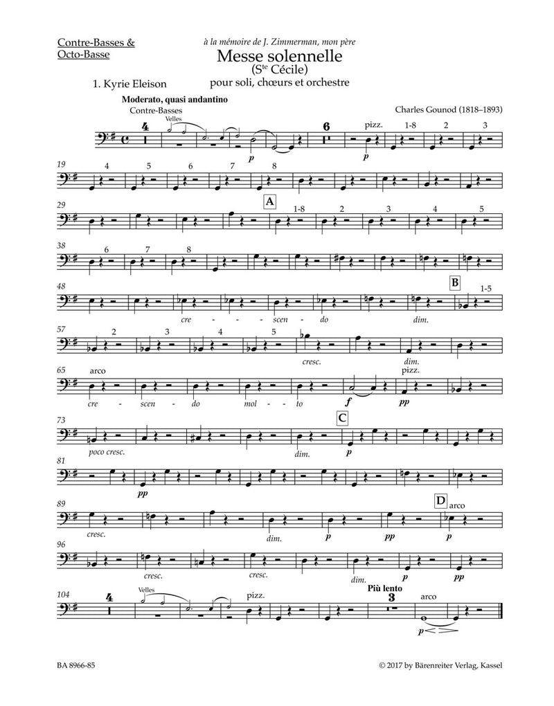 Messe solennelle (Ste Cecile) [double bass/Octobass part]