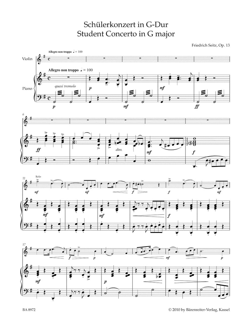 Concerto G major op. 13（ピアノ・リダクション）
