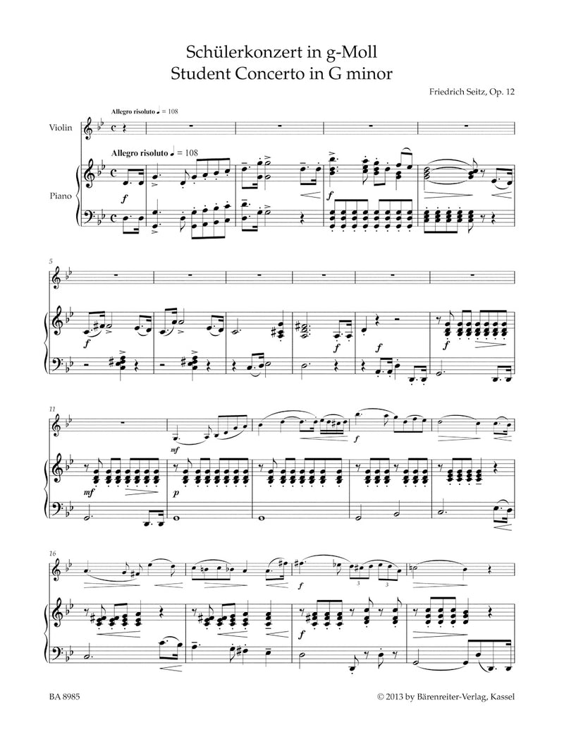 Concerto G minor op. 12（ピアノ・リダクション）