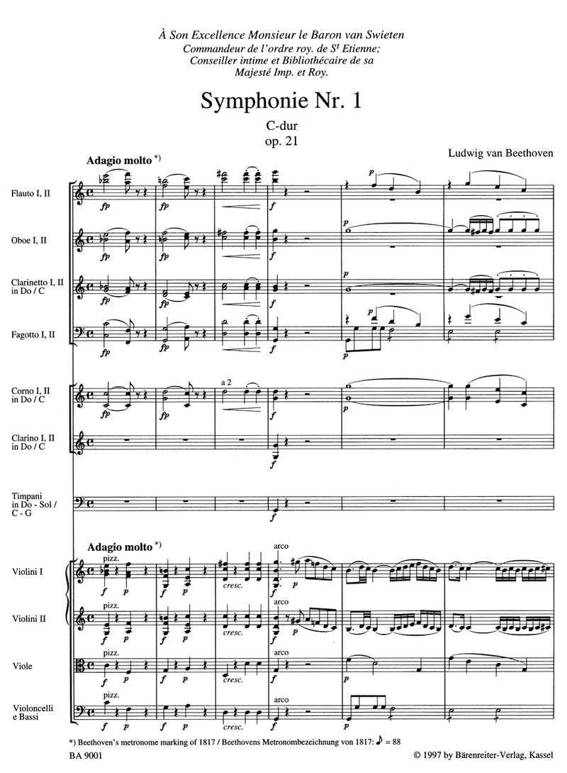 Symphony Nr. 1 C major op. 21 [score]
