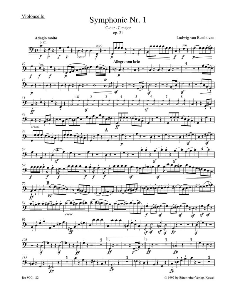 Symphony Nr. 1 C major op. 21 [cello part]