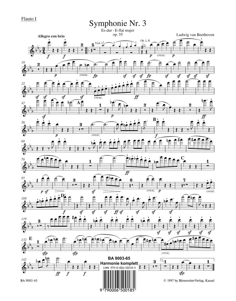 Symphony Nr. 3 E-flat major op. 55 "Eroica" [set of wind parts]