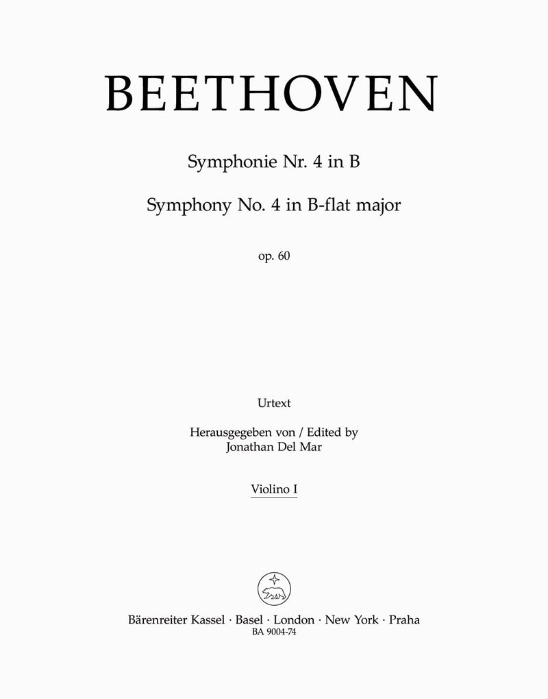 Symphony Nr. 4 B-flat major op. 60 [violin 1 part]