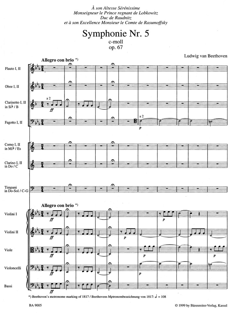 Symphony Nr. 5 C minor op. 67 [score]