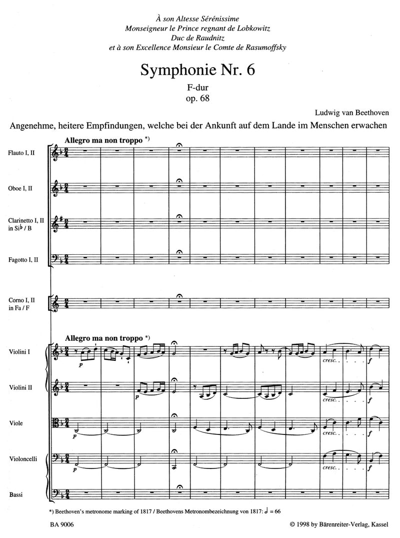 Symphony Nr. 6 F major op. 68 "Pastorale" [score]
