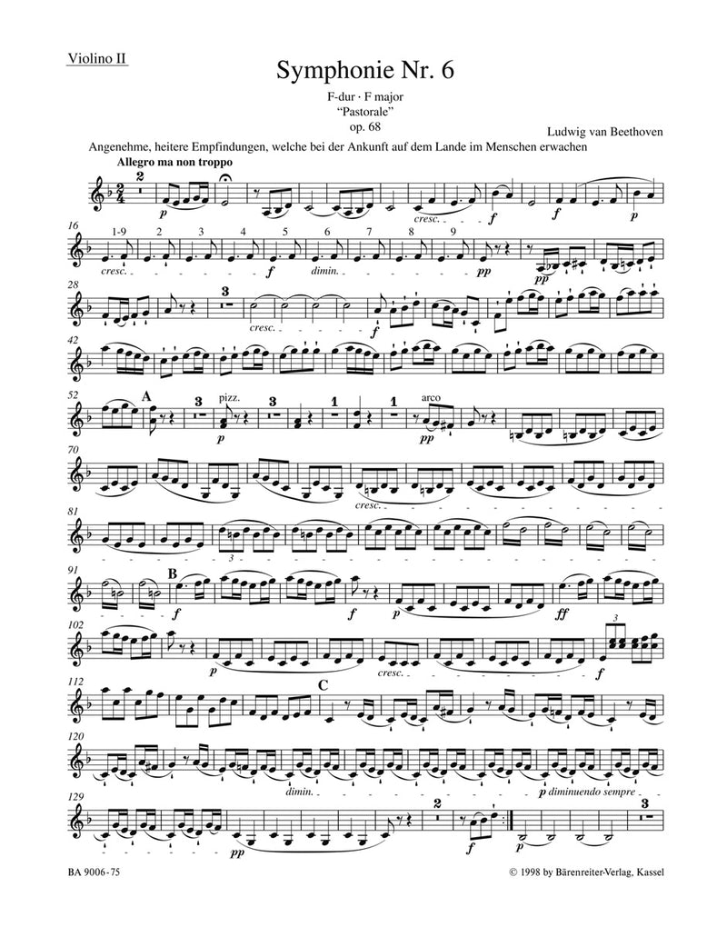 Symphony Nr. 6 F major op. 68 "Pastorale" [violin 2 part]