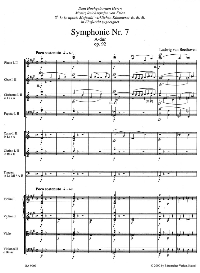 Symphony Nr. 7 A major op. 92 [score]