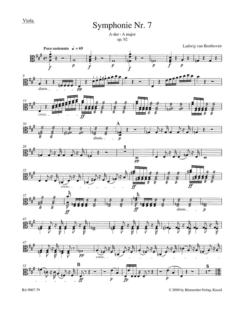 Symphony Nr. 7 A major op. 92 [viola part]