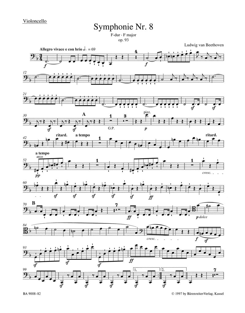 Symphony Nr. 8 F major op. 93 [cello part]