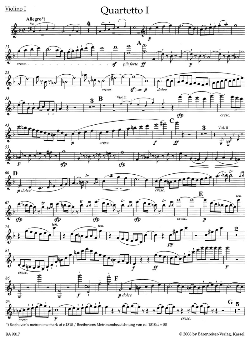 String Quartets op. 59 [set of parts]